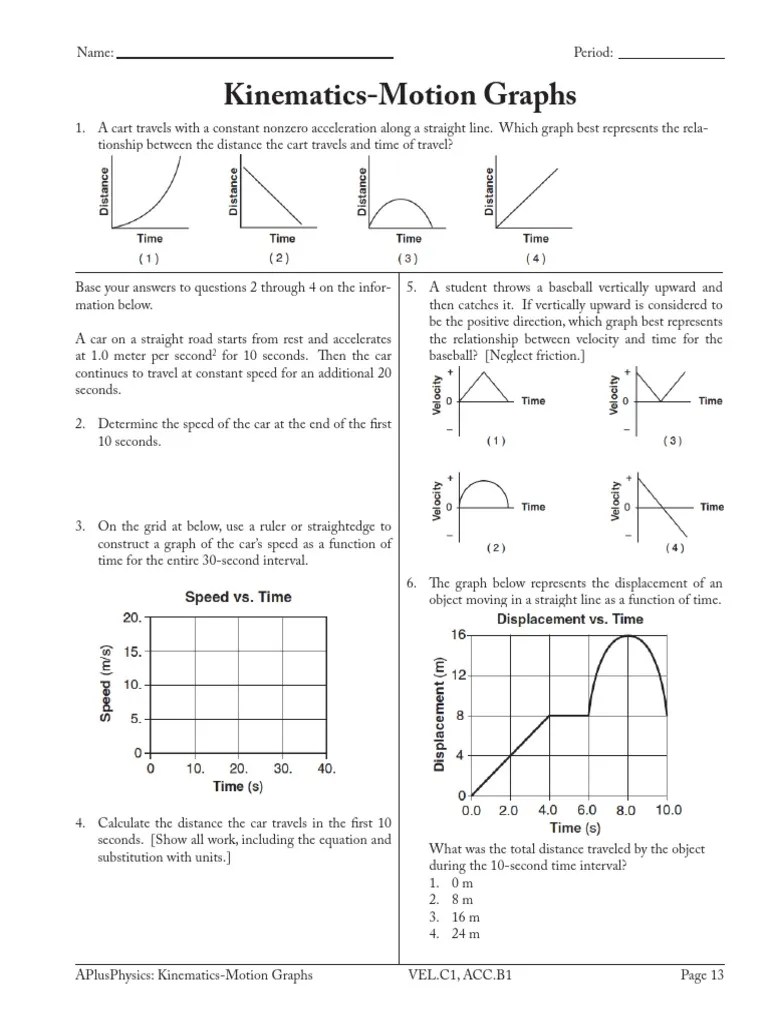 03 KinematicsMotion Graphs Acceleration Speed