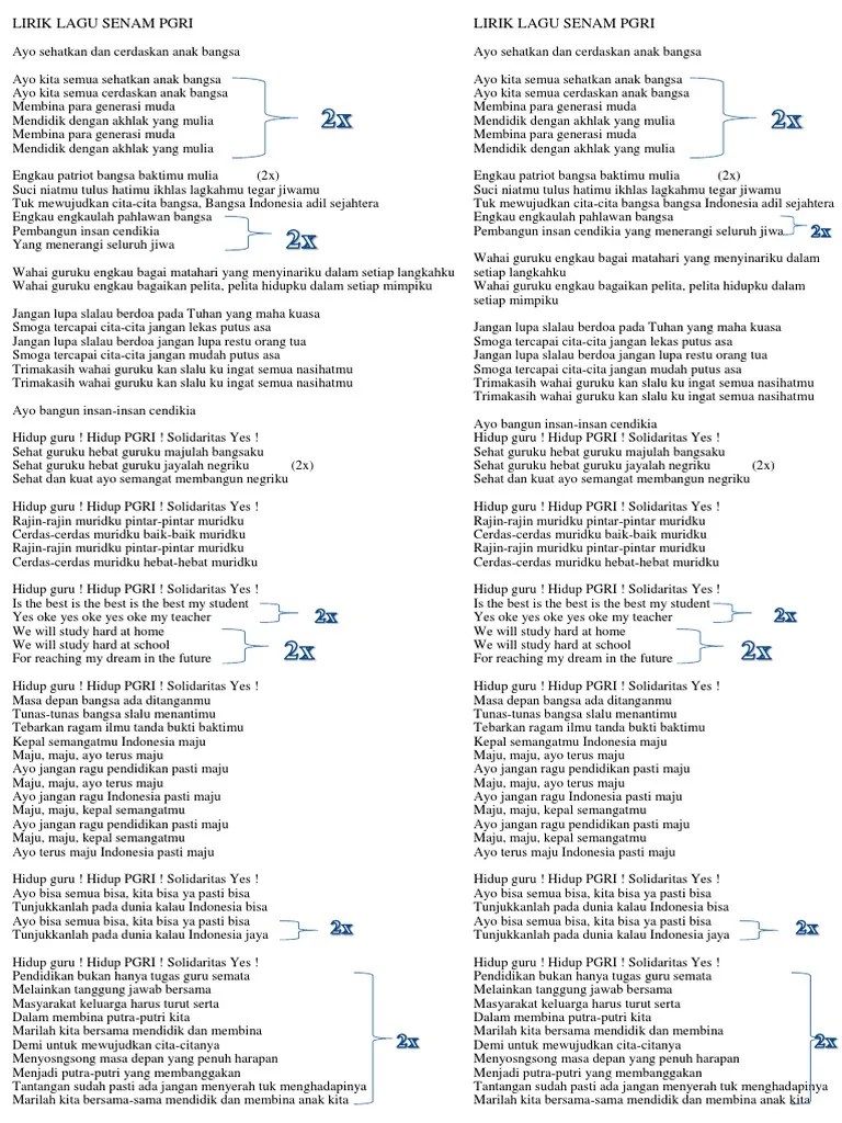 Lirik Lagu Senam Pgri | PDF