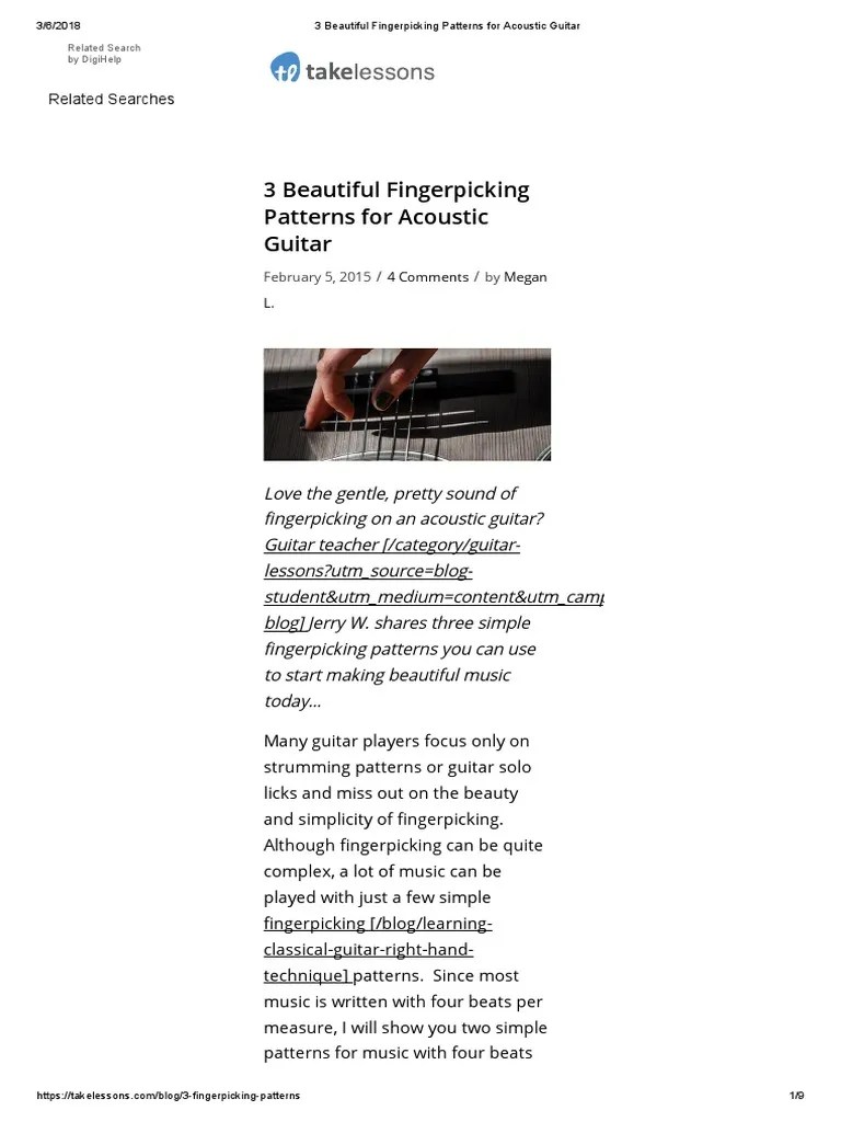 3 Beautiful Fingerpicking Patterns For Acoustic Guitar PDF Guitars