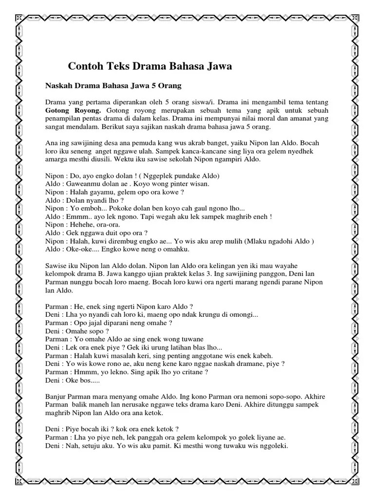 Contoh Drama Bahasa Jawa 5 Orang – Belajar