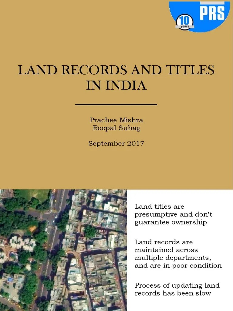 Land Records and Titles in India Deed Title (Property)