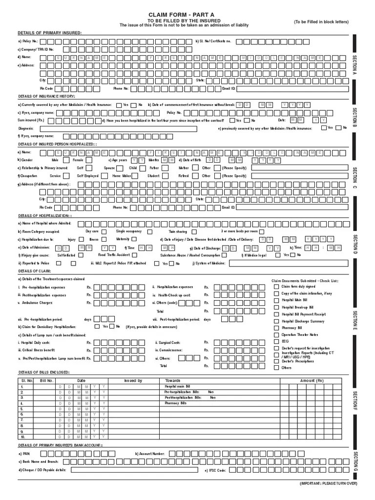 Claim Form Vidal Patient Insurance