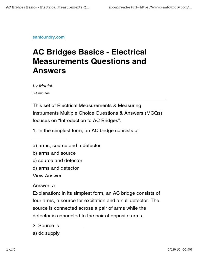 Questions On Measurement of Inductance and Capacitance PDF Hertz