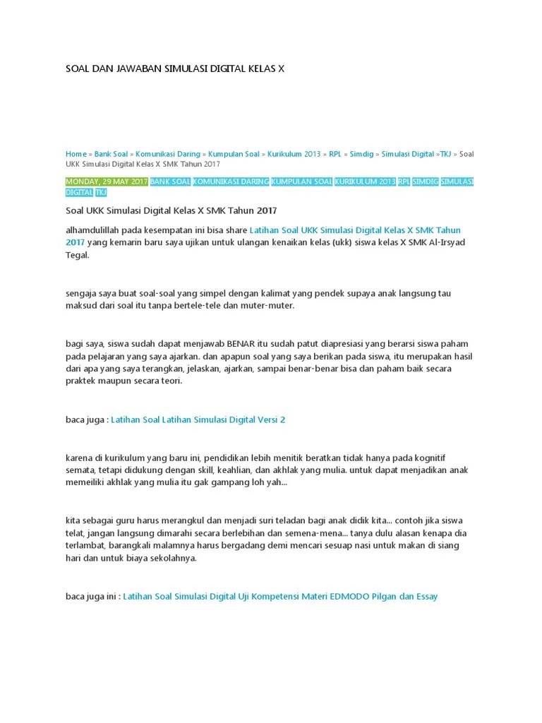 Contoh Soal Simdig Kelas 10 Semester 2