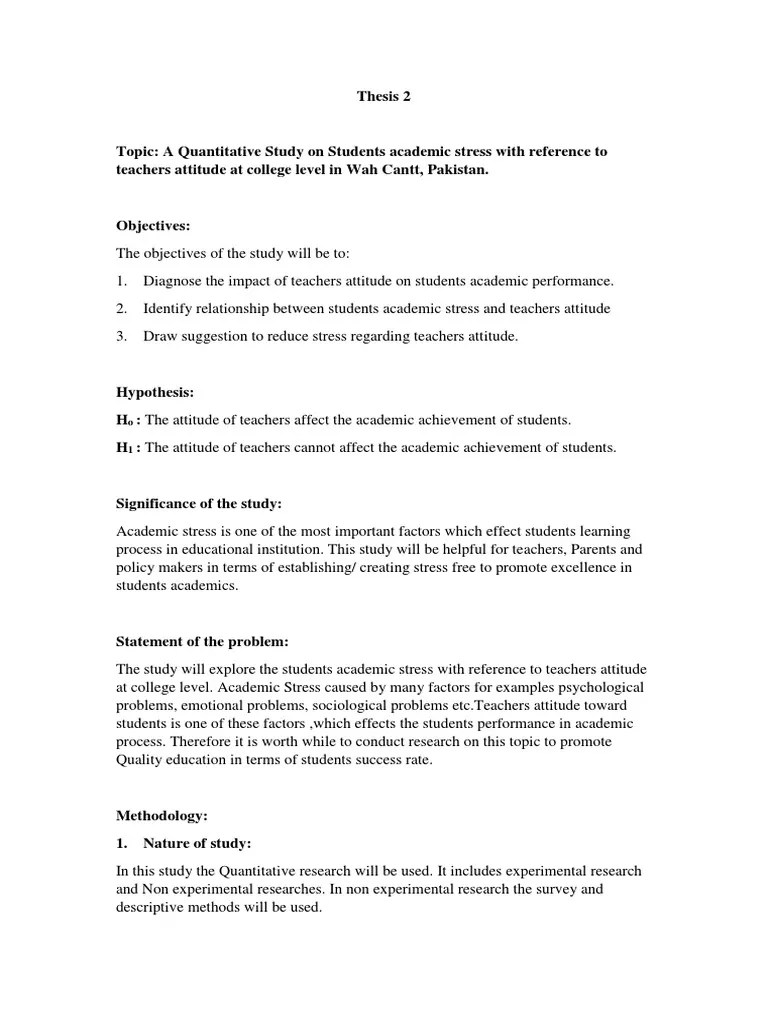 Quantitative Thesis Example Of Statement Of The Problem Thesis Title