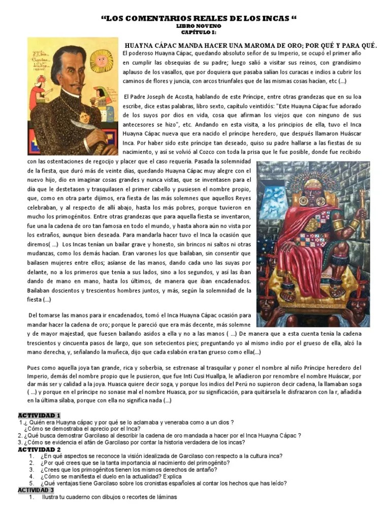 Fragmentolos Comentarios Reales de Los IncasPDF Imperio Inca