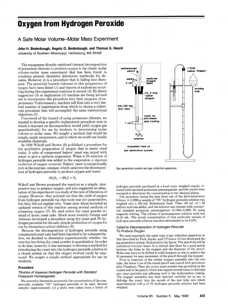 Oxygen From Hydrogen Peroxide PDF Hydrogen Peroxide Oxygen