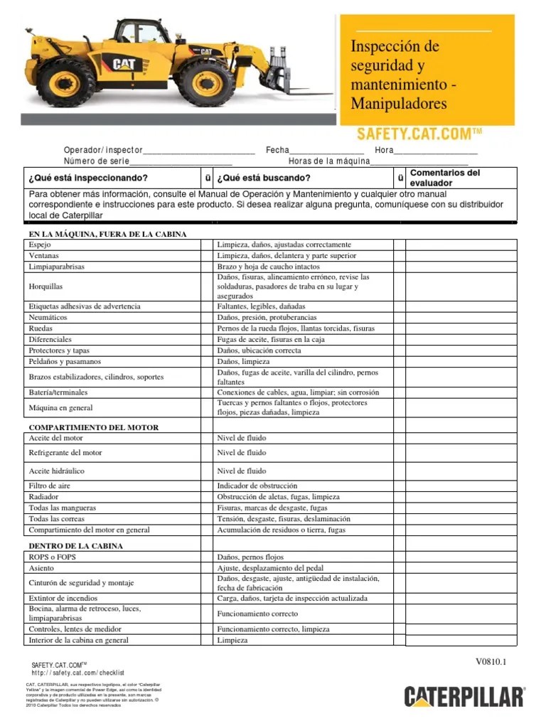 Checklist Telehandlers CAT PDF Vehículos Science