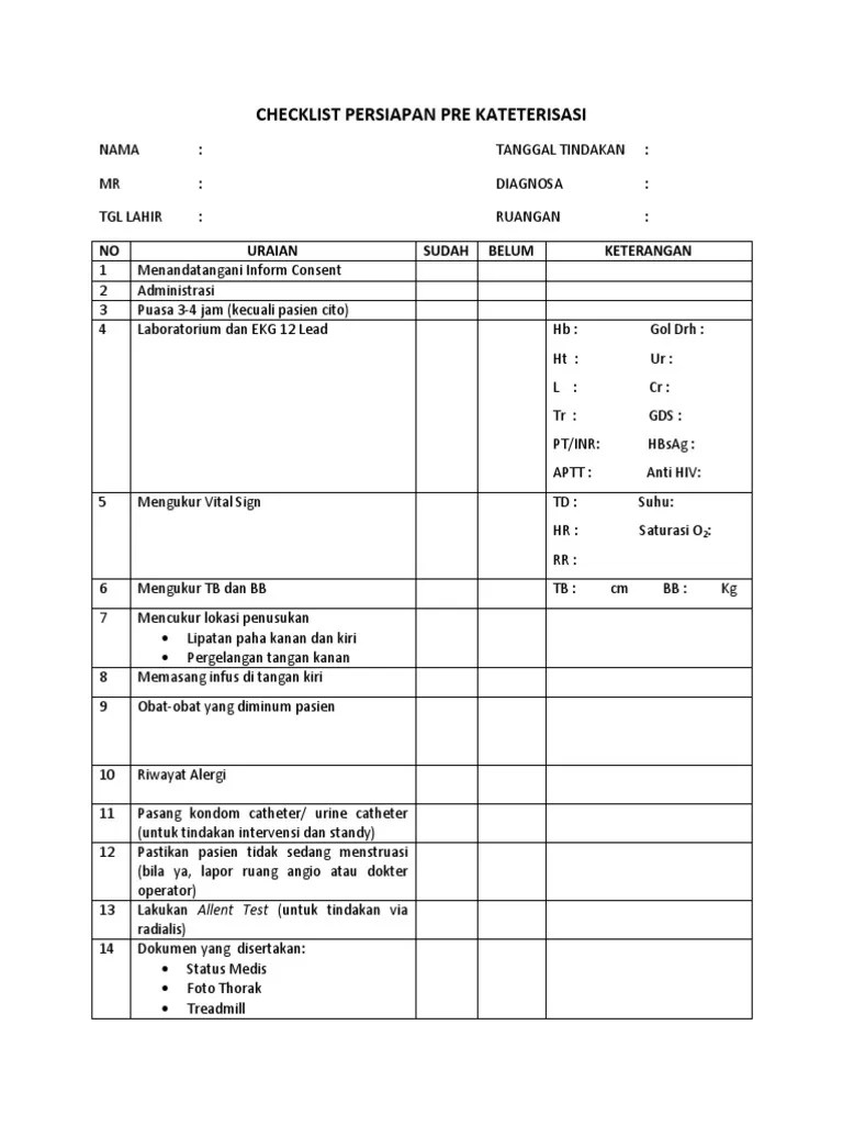 RM Cath.11 Checklist Persiapan Pre Kateterisasi PDF