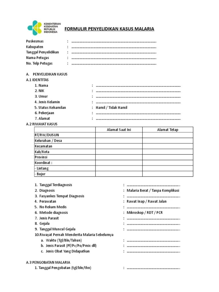 Form PE Malaria PDF