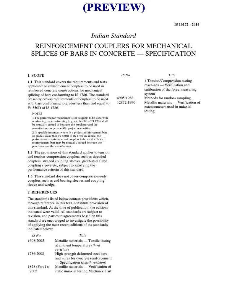 Reinforcement Couplers For Mechanical Splices of Bars in Concrete