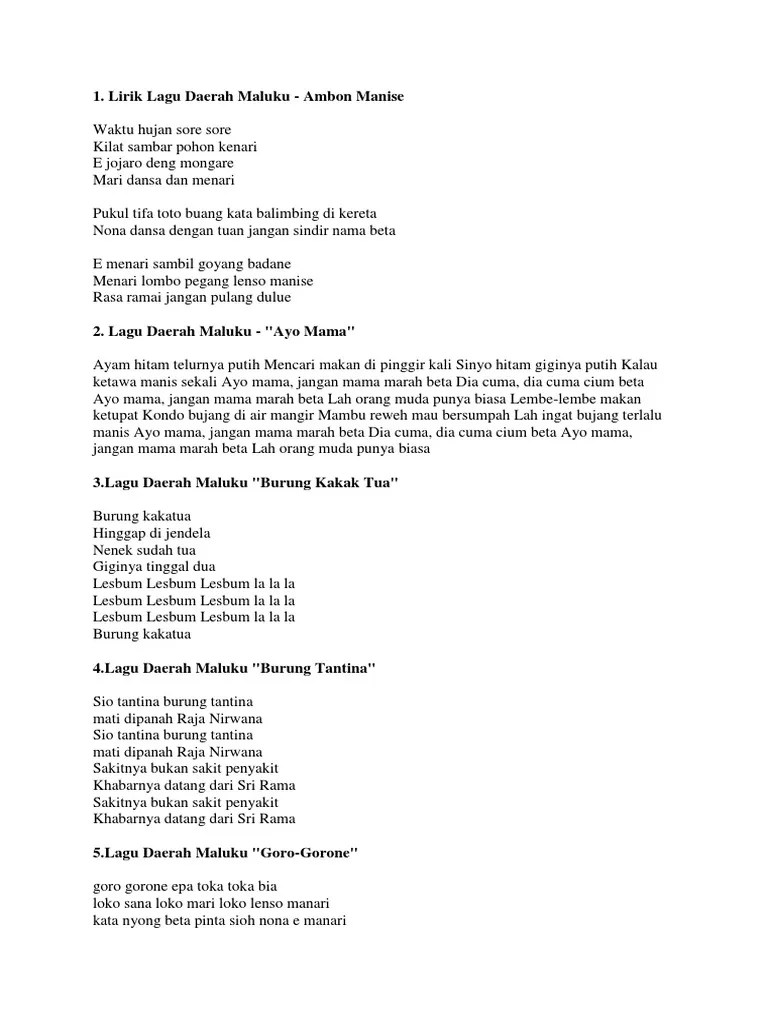 Lirik Lagu Ambon | PDF