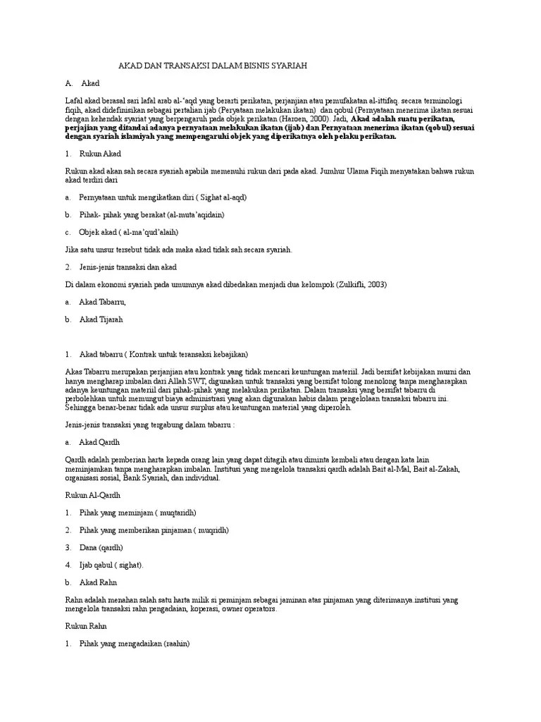 Akad Dan Transaksi Dalam Bisnis Syariah