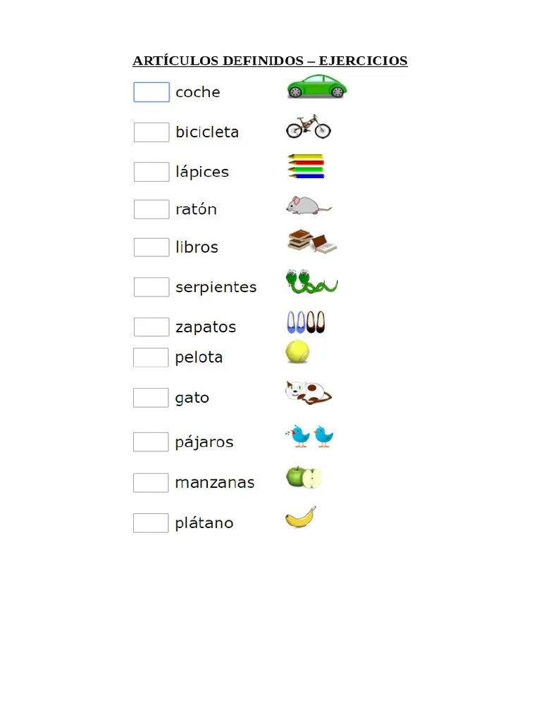 Ejercicios Artículos Definidos PDF