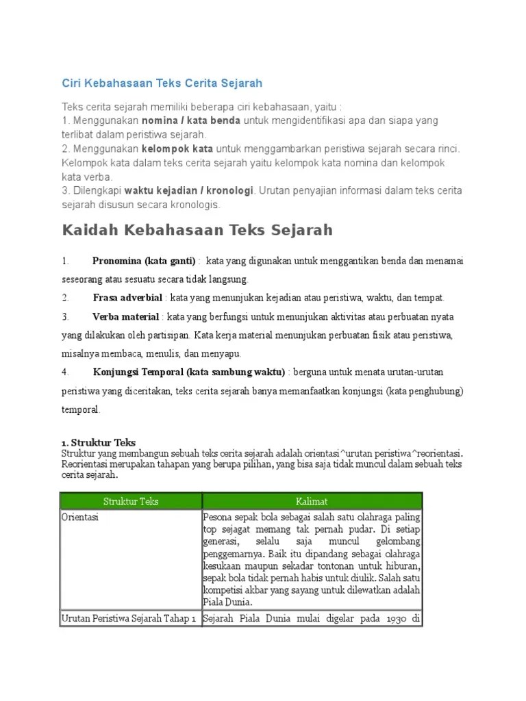Ciri Kebahasaan Teks Cerita Sejarah | PDF