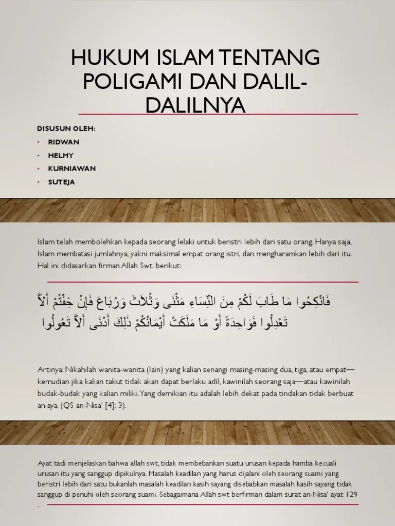 Hukum Islam Tentang Poligami Dan Dalil-Dalilnya | PDF