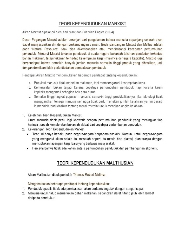 Teori Kependudukan Marxist | PDF