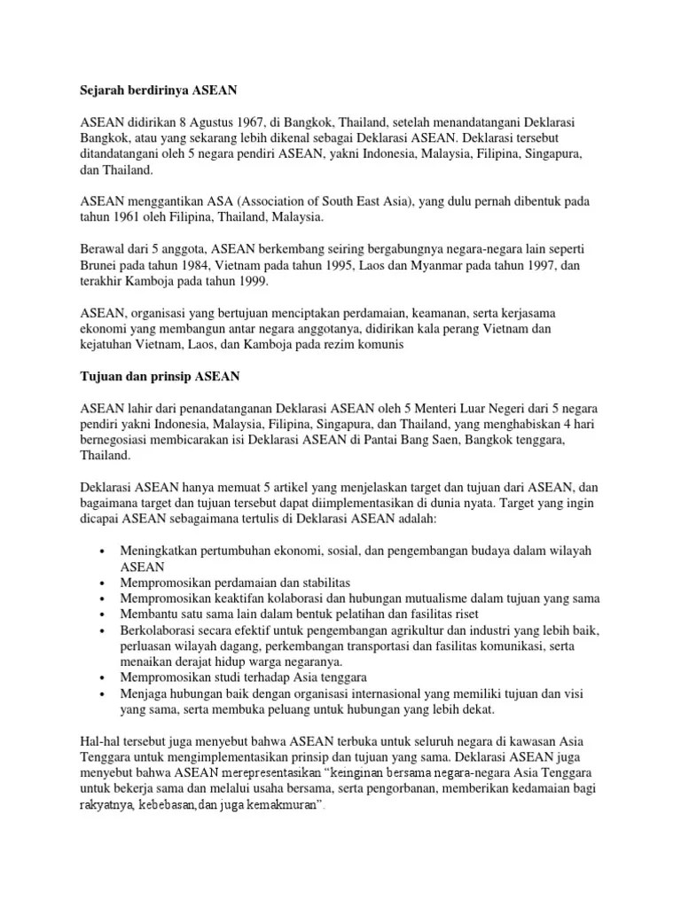 Tujuan Dan Prinsip Prinsip Asean