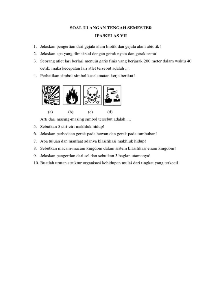 Soal Struktur Organisasi Kehidupan Kelas 7