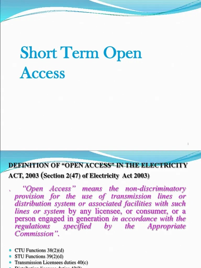 Short Term Open Access PDF Financial Transaction Electrical Grid