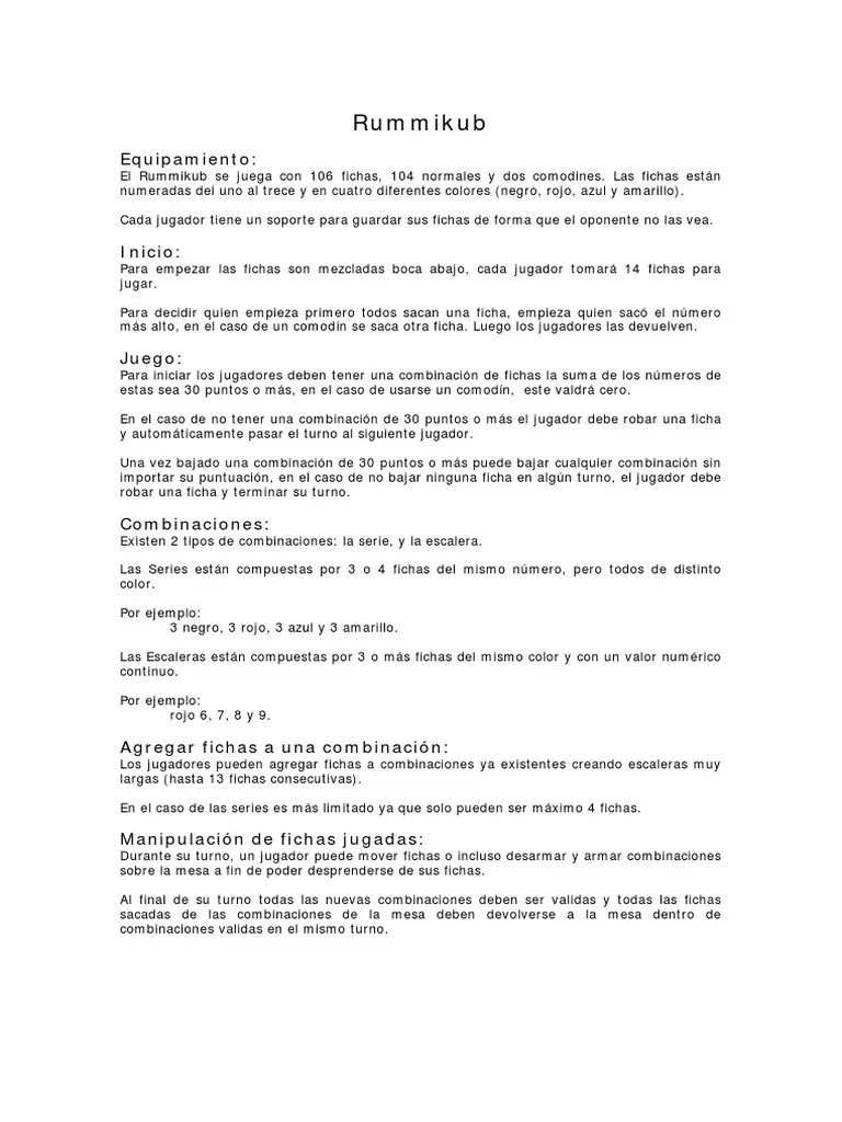 Rummikub Reglas PDF PDF Juegos de habilidad mental Juego de azar