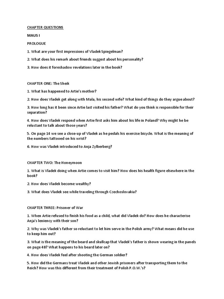 The Complete Maus Chapter Questions Unrest