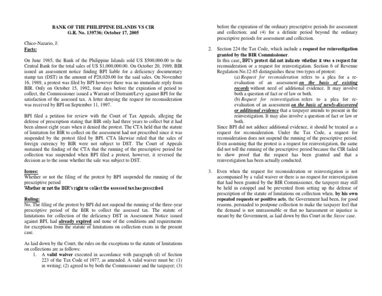 9.BPI vs. CIR PDF Statute Of Limitations Taxes