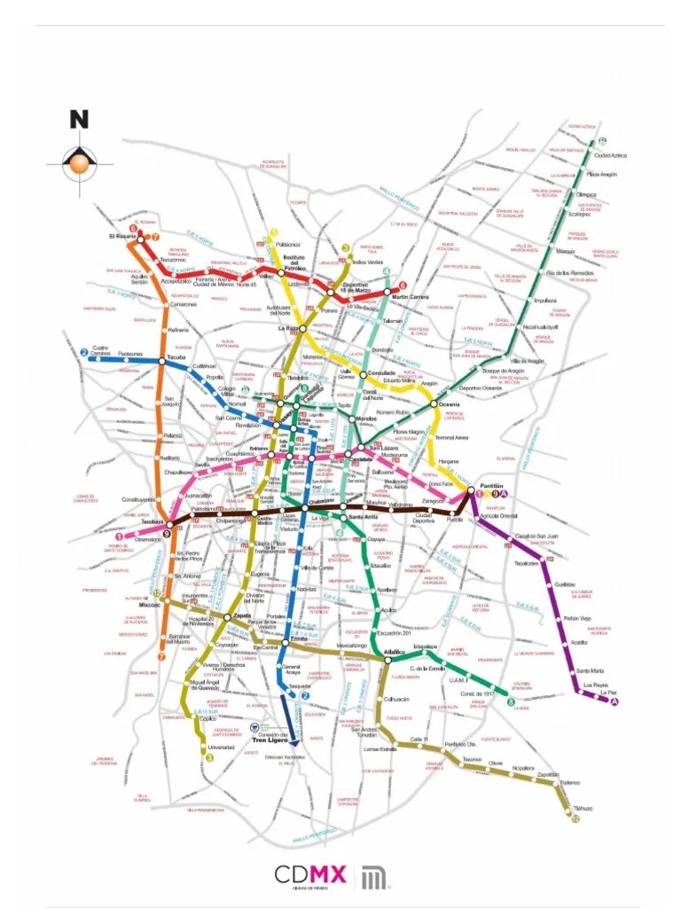 Mapa del metro CDMX 2018