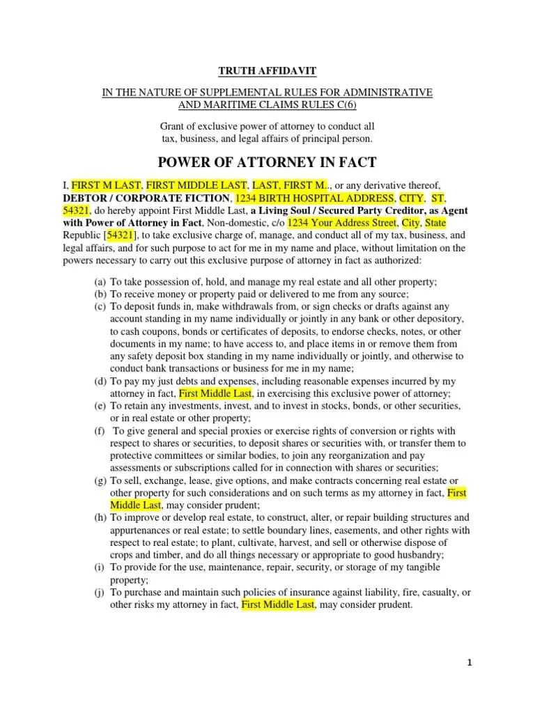 Power of Attorney Template Power Of Attorney Notary Public