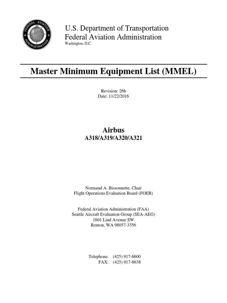 Master Minimum Equipment List For Airbus PDF Aerospace Engineering