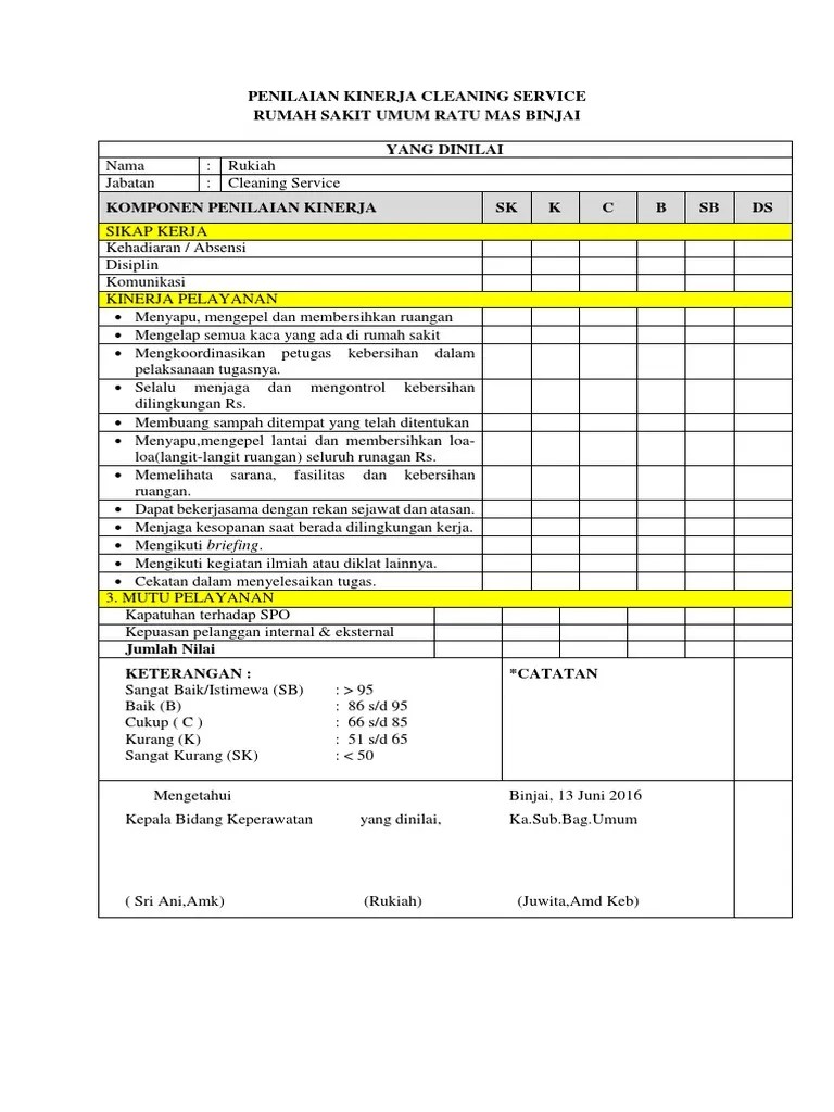 Penilaian Kinerja Cleaning Service