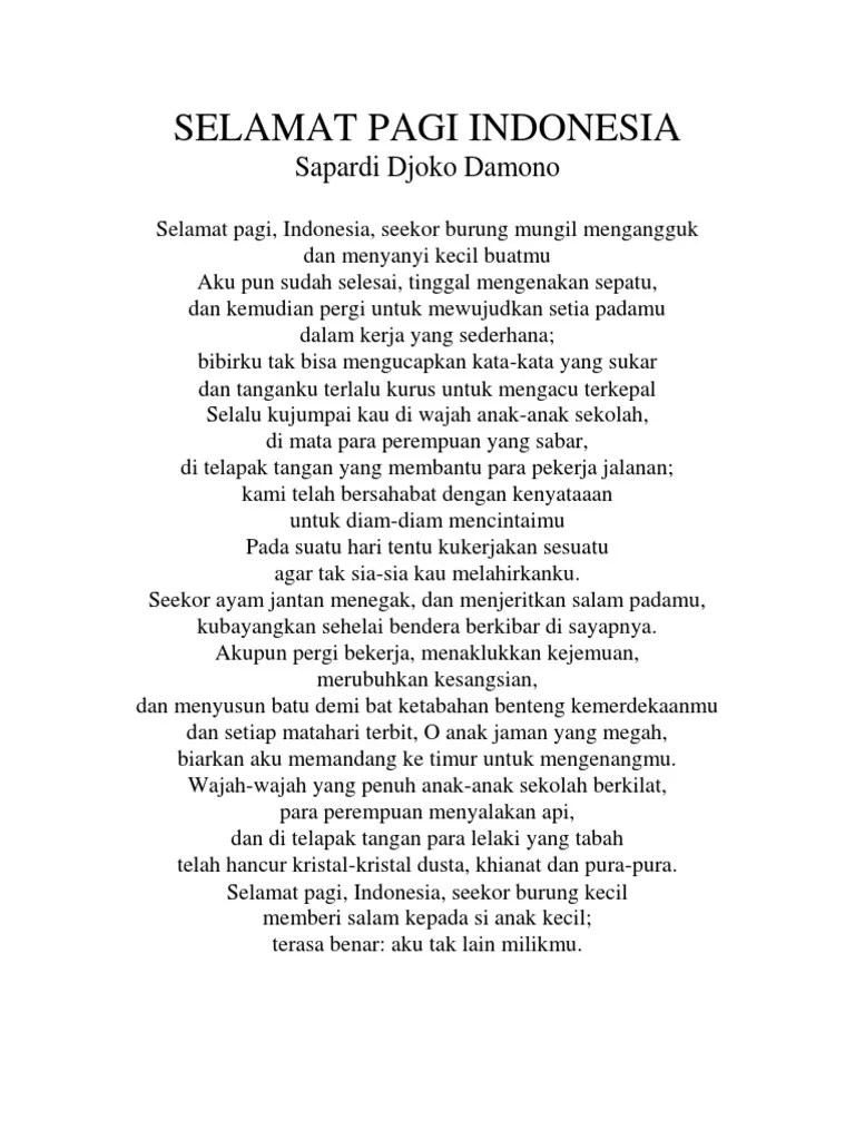 Selamat Pagi Indonesia Puisi Tuca