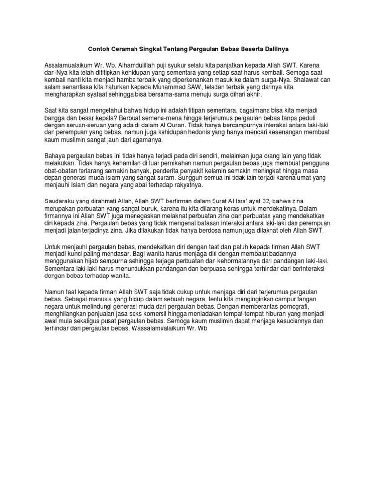 Contoh Pidato Eksposisi Tentang Pergaulan Bebas Kumpulan Berita dan