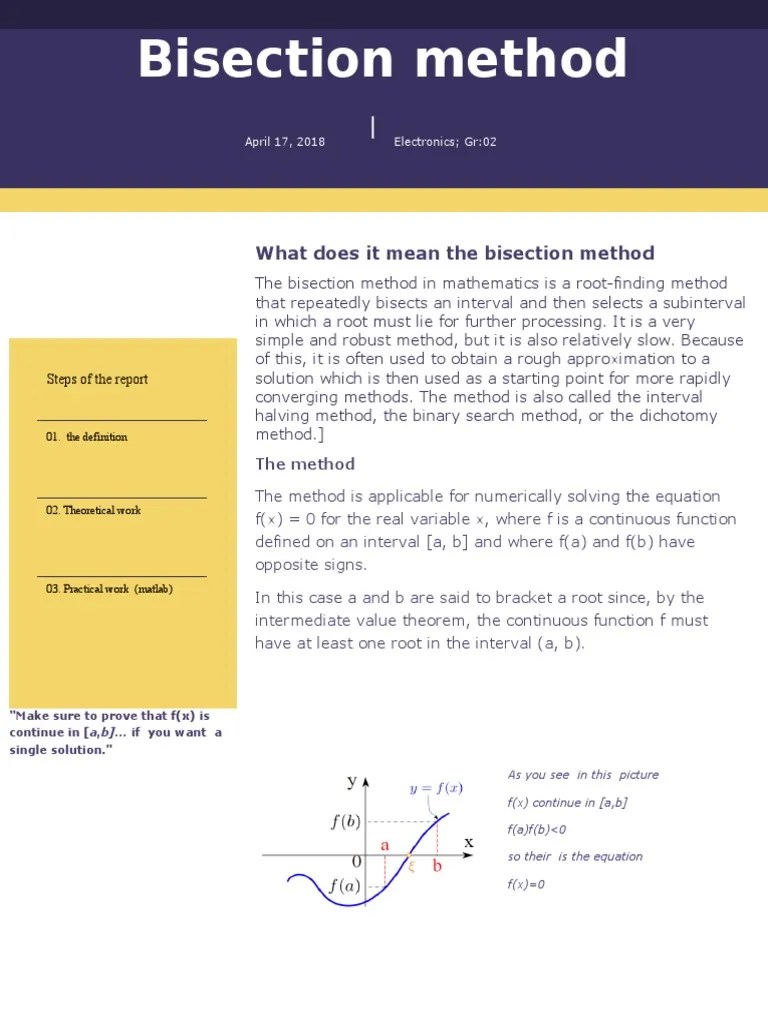 Bisection Method PDF Numerical Analysis Teaching Mathematics