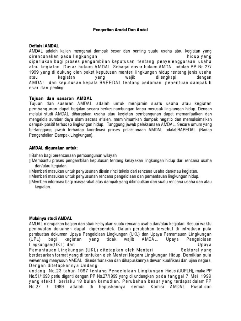 Daftar Kegiatan Yang Wajib Dilengkapi Dengan Amdal