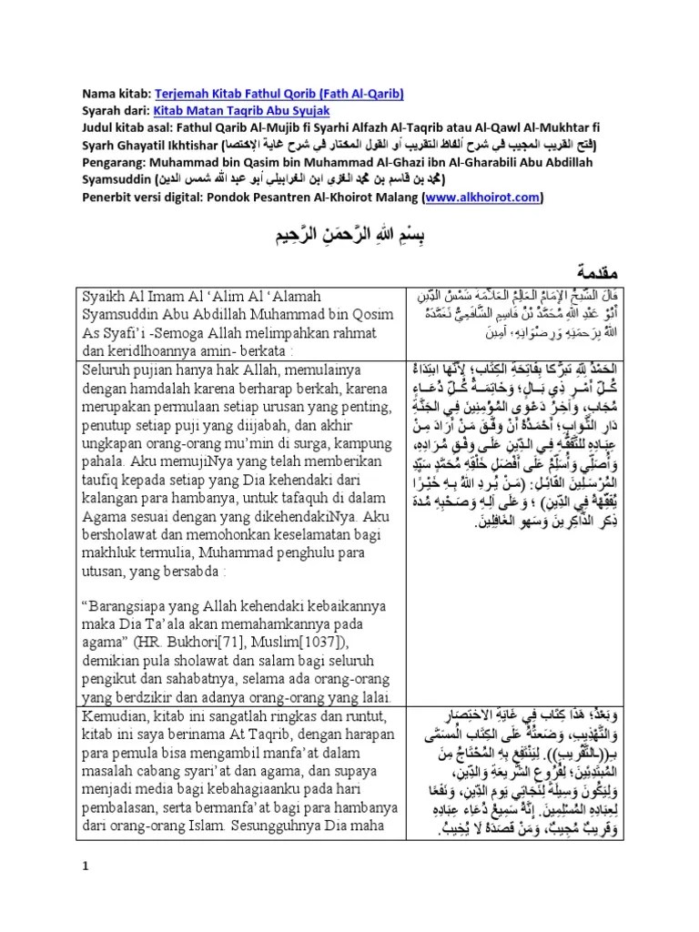 Fathul Qorib Terjemah | PDF | Perilaku dan Pengalaman Islam | Kata dan  Frasa Semitik