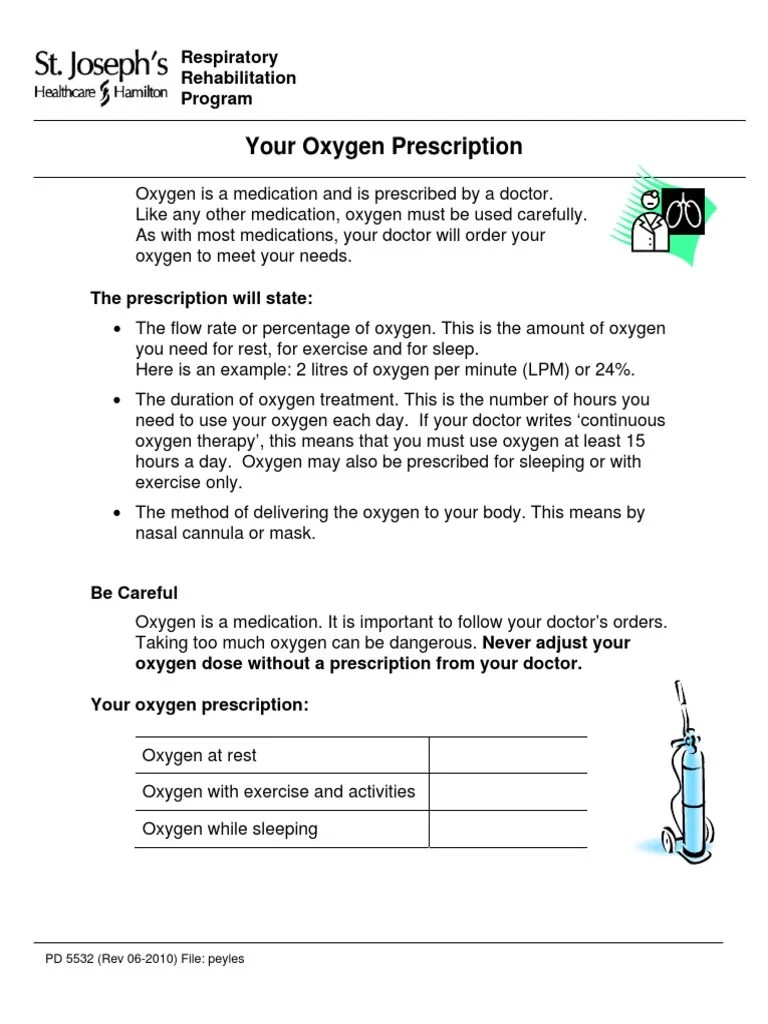 Your Oxygen Prescription Respiratory Rehabilitation Program