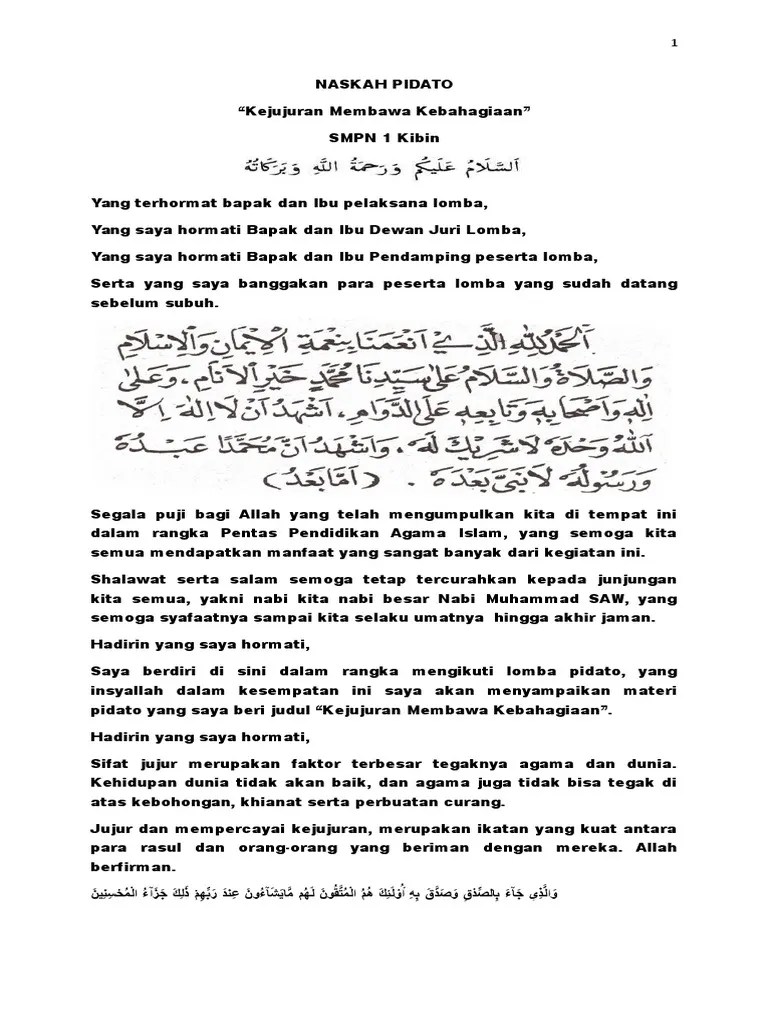 Pidato Anak Sd Tentang Kejujuran