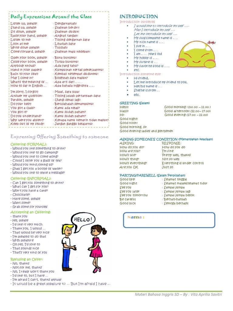 Materi B Inggris Kelas 5 Sem 1 | PDF