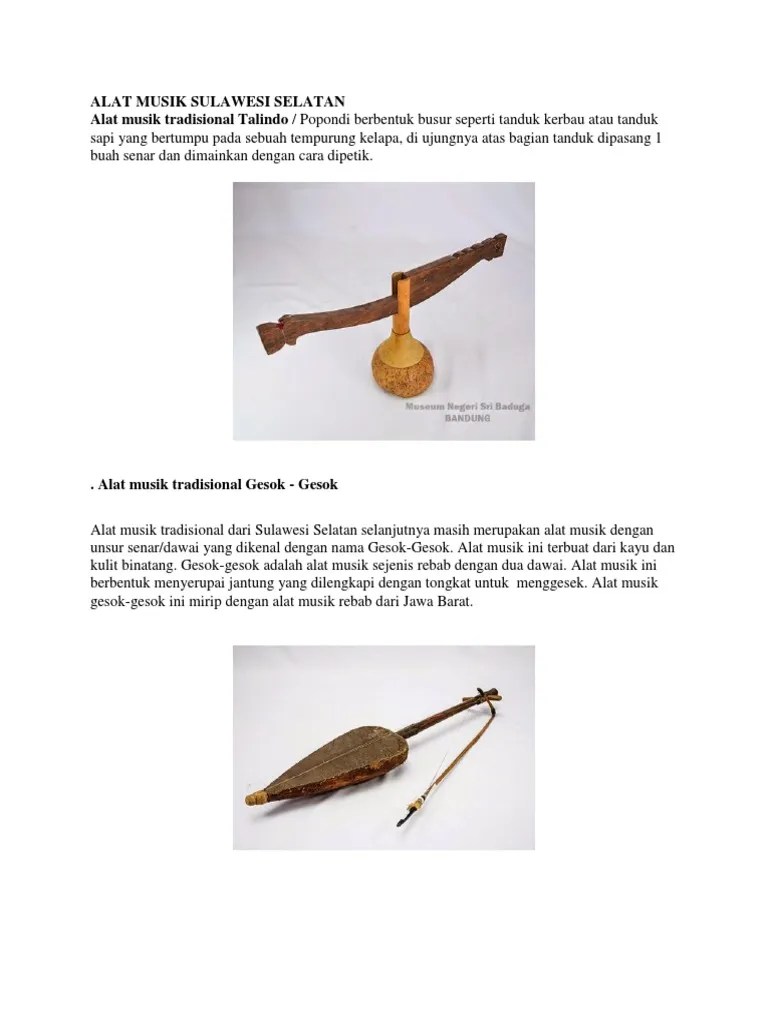 Alat Musik Sulawesi Selatan | PDF