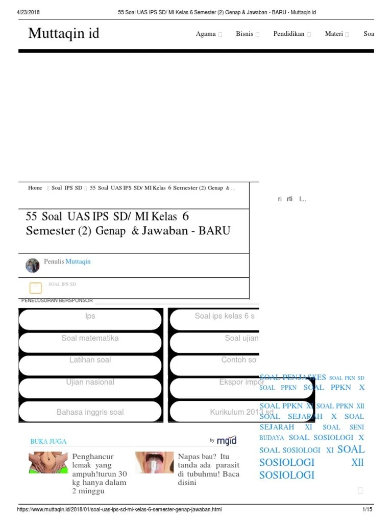 Soal Ips Kelas 6 Semester 2 Tentang Ekspor Dan Impor Seputar Kelas