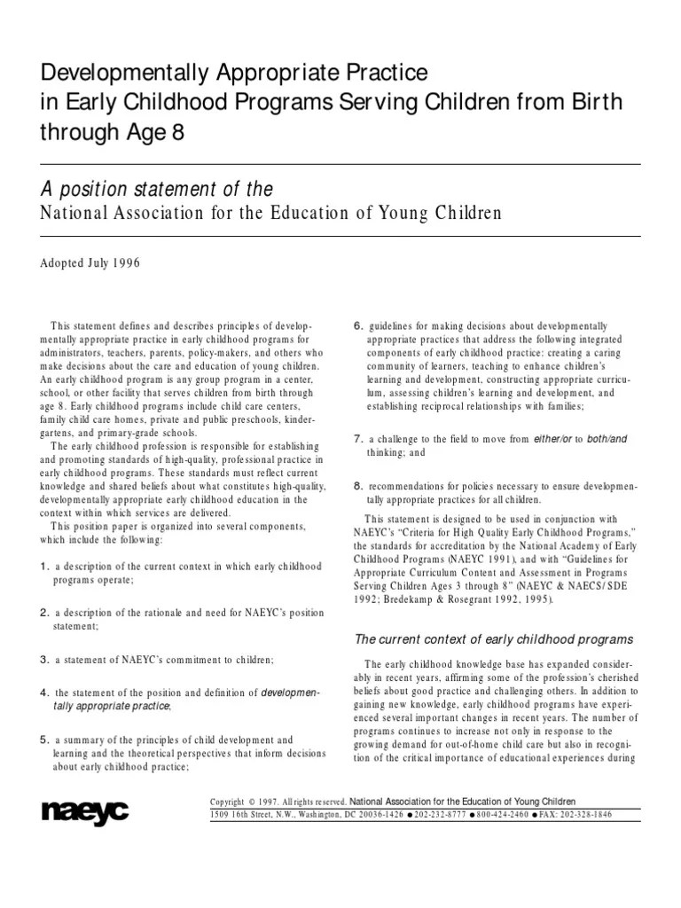 DAP Early Childhood Education Child Development