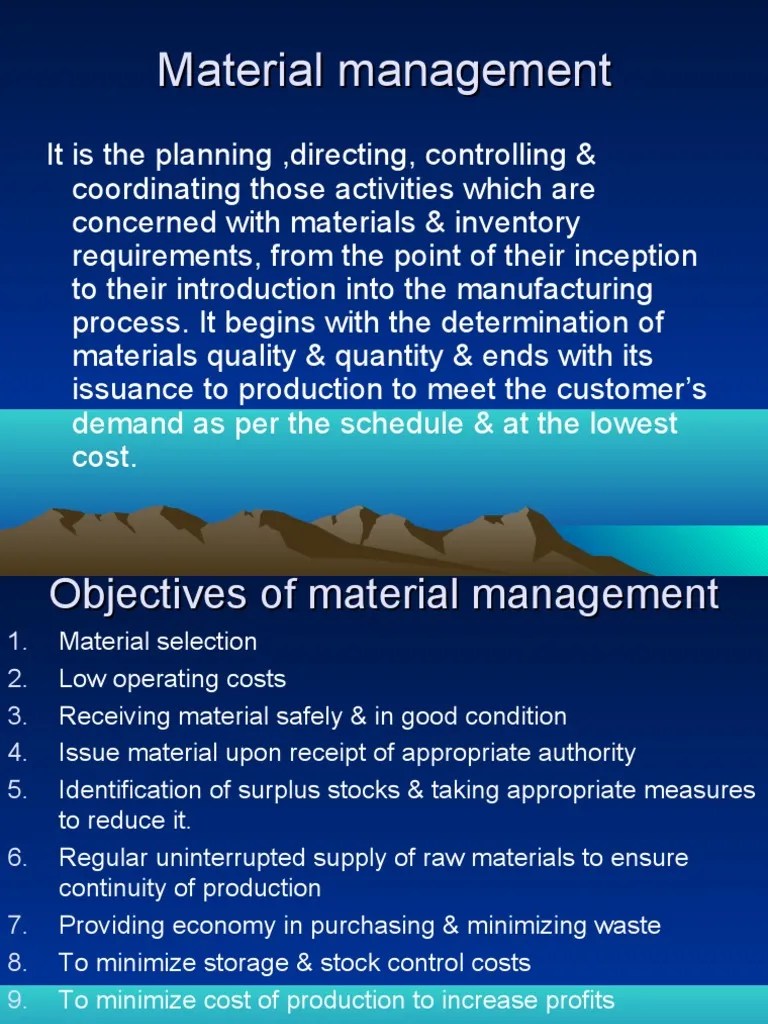 Material Management PDF Inventory Cost
