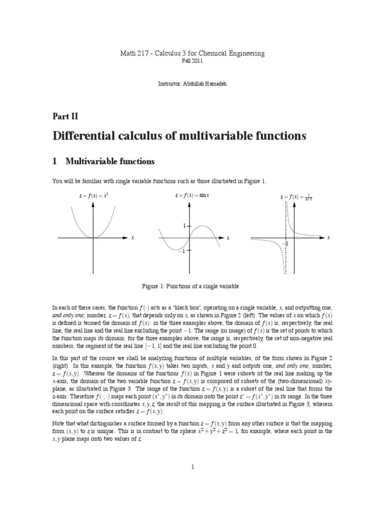 Differential Multivariate Calculus PDF Derivative Function