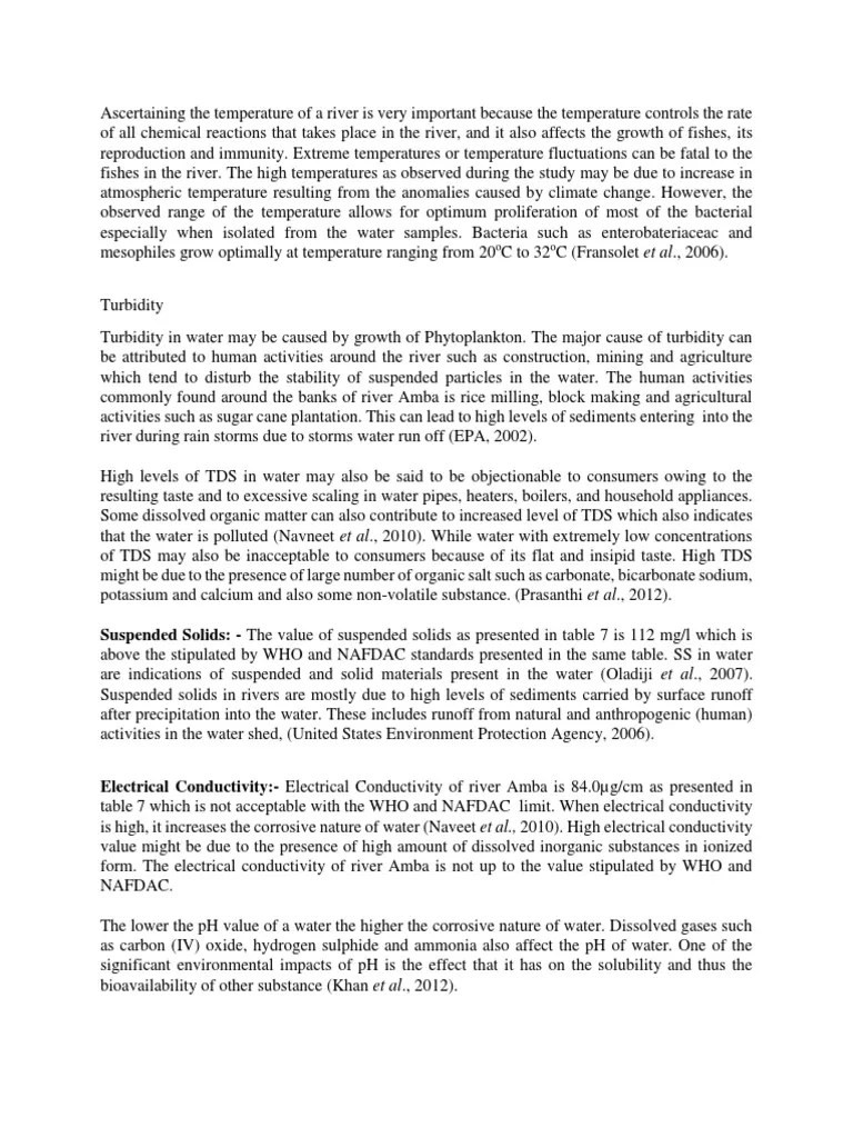 Rough Water Quality PDF Errors And Residuals Analysis Of Variance