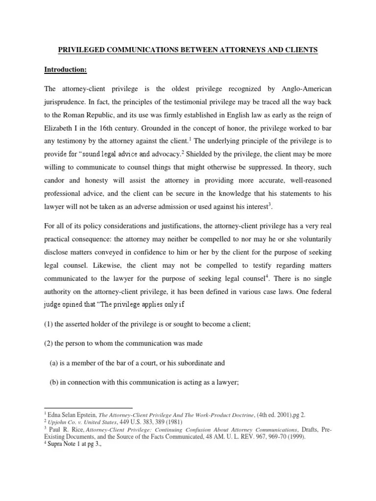 Privileged Communication PDF AttorneyClient Privilege Lawyer