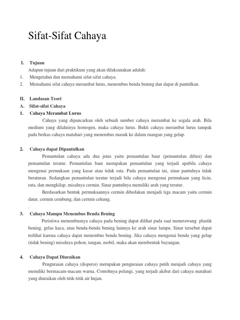 Sifat-SIFAT CAHAYA | PDF