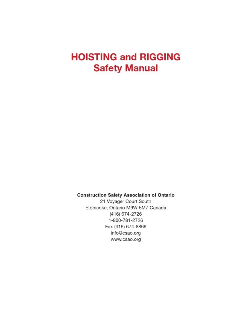Hoisting and Rigging PDF Rope Occupational Safety And Health