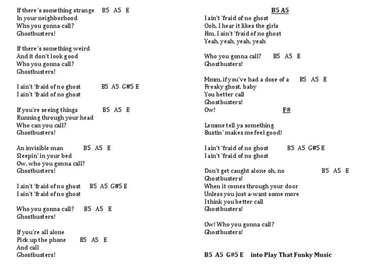 Ghostbusters Chords & Lyrics Recorded Music Songs