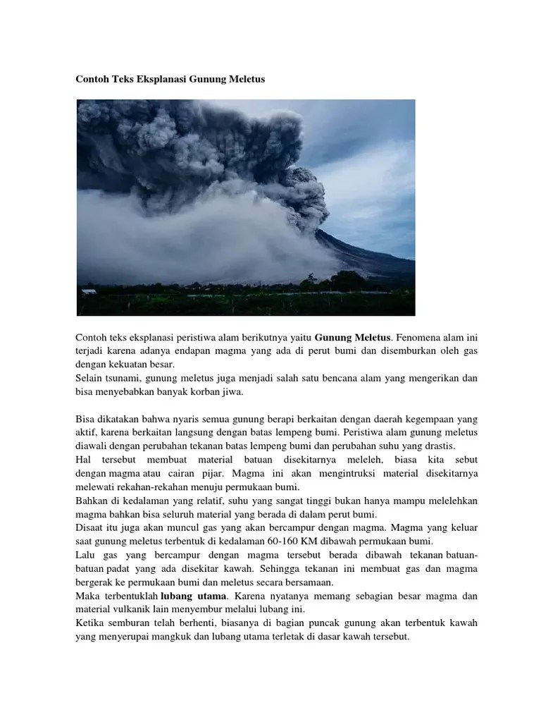 Contoh Teks Eksplanasi Tentang Gunung Meletus - Aneka Macam Contoh